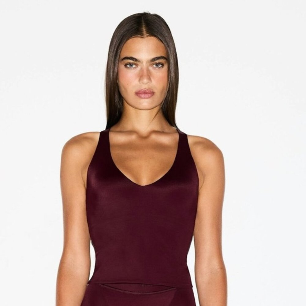 NWT Nike Skims Shine V-Neck Tank Burgundy Strappy Back Dress Sz XL